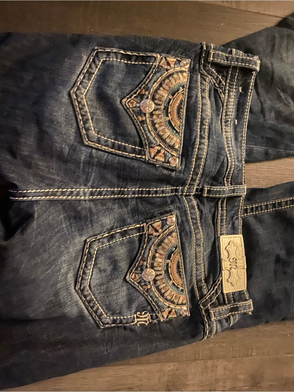 Miss me jeans Women’s Dark Blue Embroidered Boot Cut